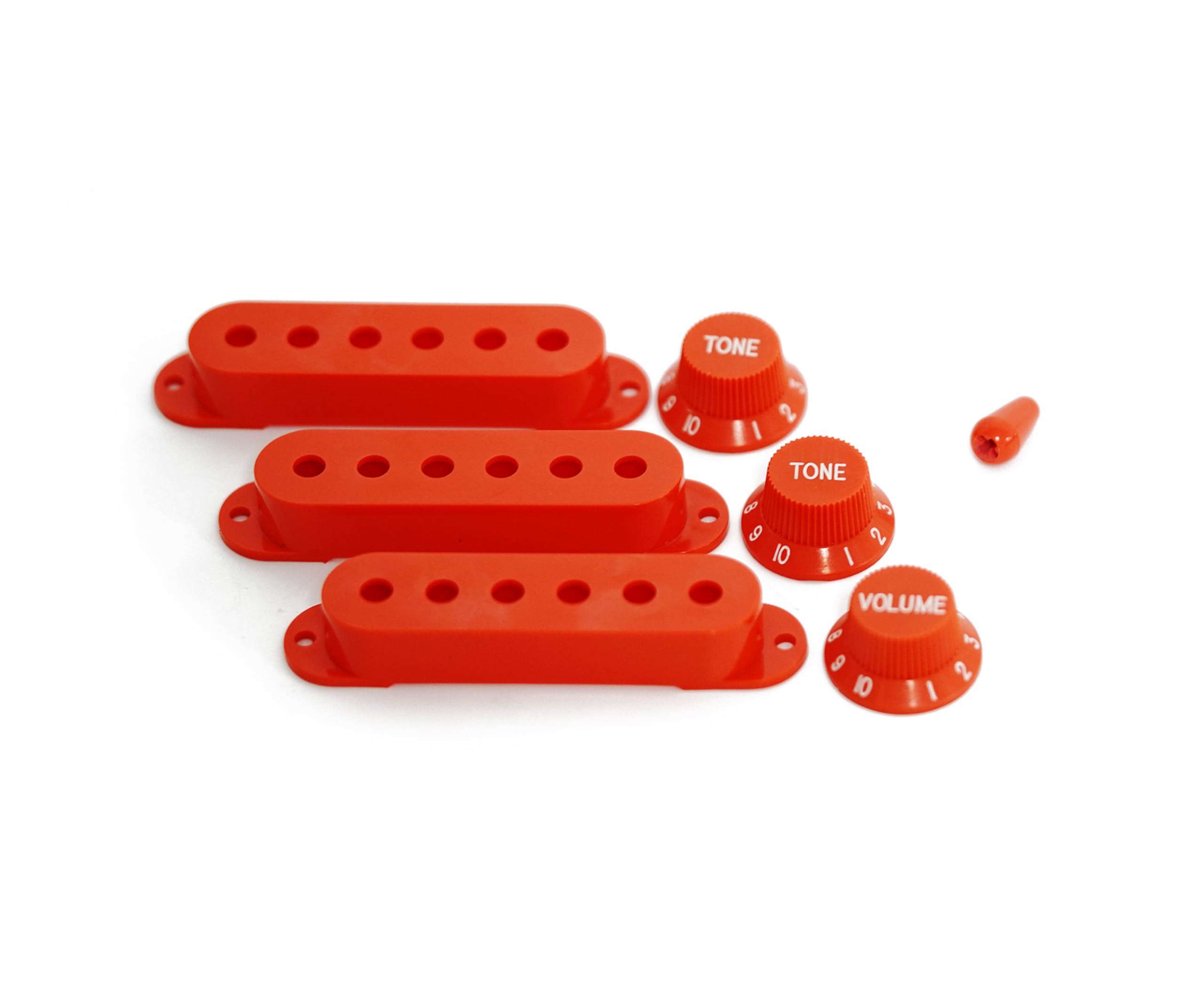 Guyker 3Pcs Plastic Guitars Single Coil Pickup Covers (52Mm Pole Spacing) & 1 Volume 2 Tone 1V2T Switch Knobs & Switch Tip Cap P